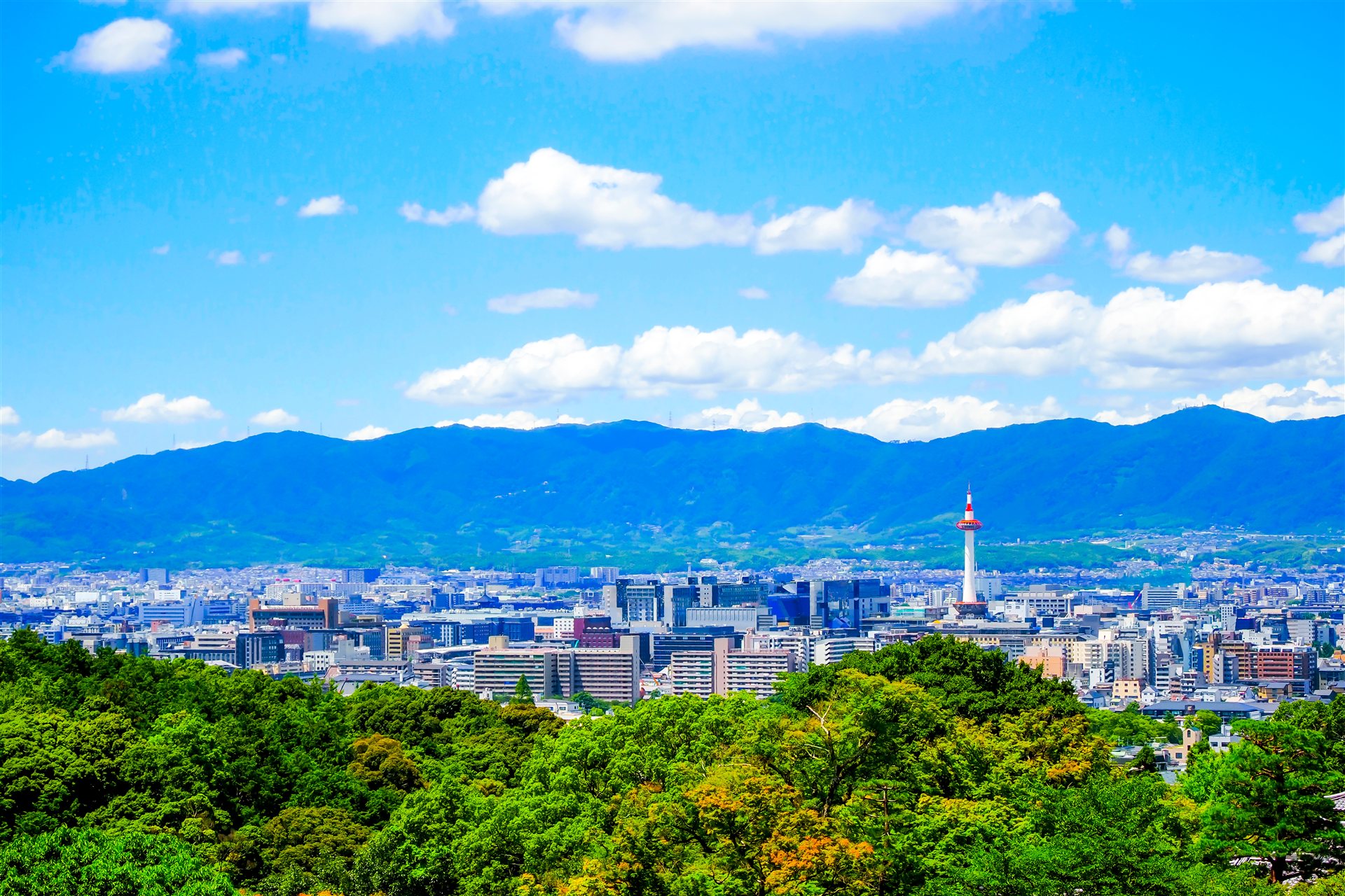 京都市の街並みと京都タワー