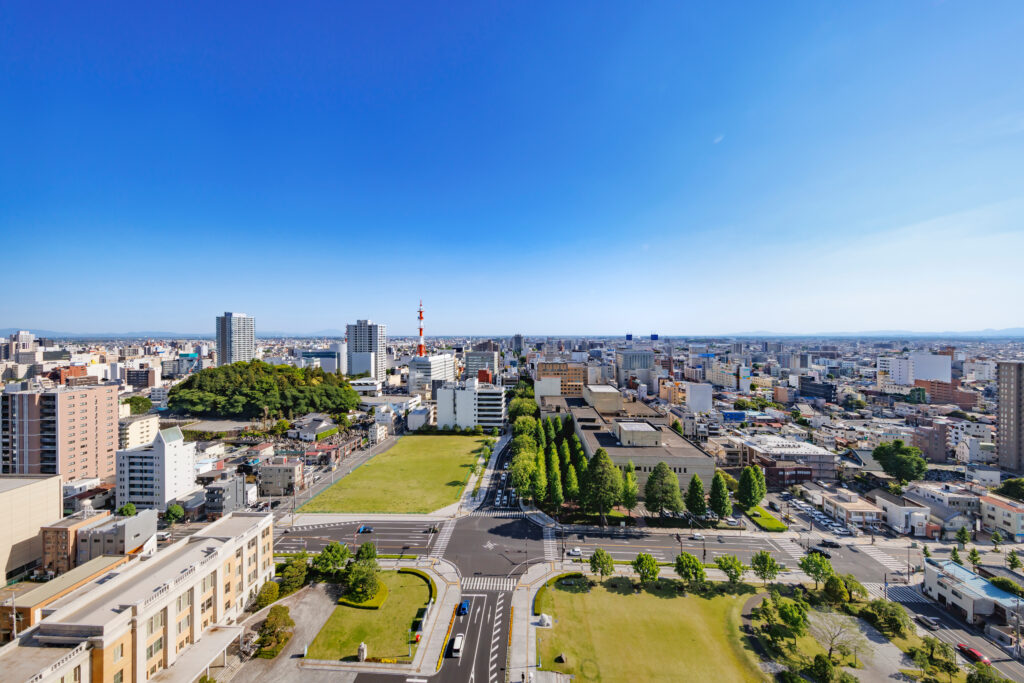 栃木県宇都宮市の街並みの眺め