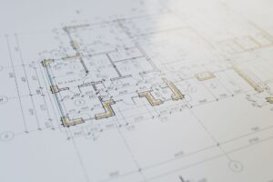 High-resolution close-up of an architectural floor plan showcasing design details.
