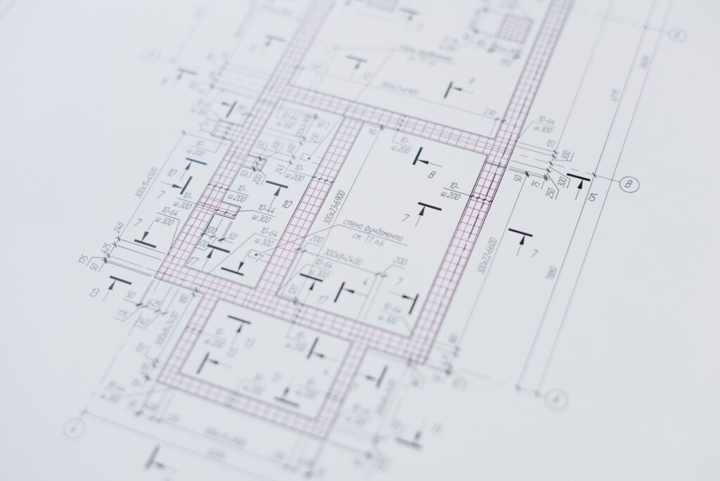 Close-up view of an architectural floor plan showcasing design creativity and layout precision.