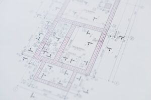 Close-up view of an architectural floor plan showcasing design creativity and layout precision.